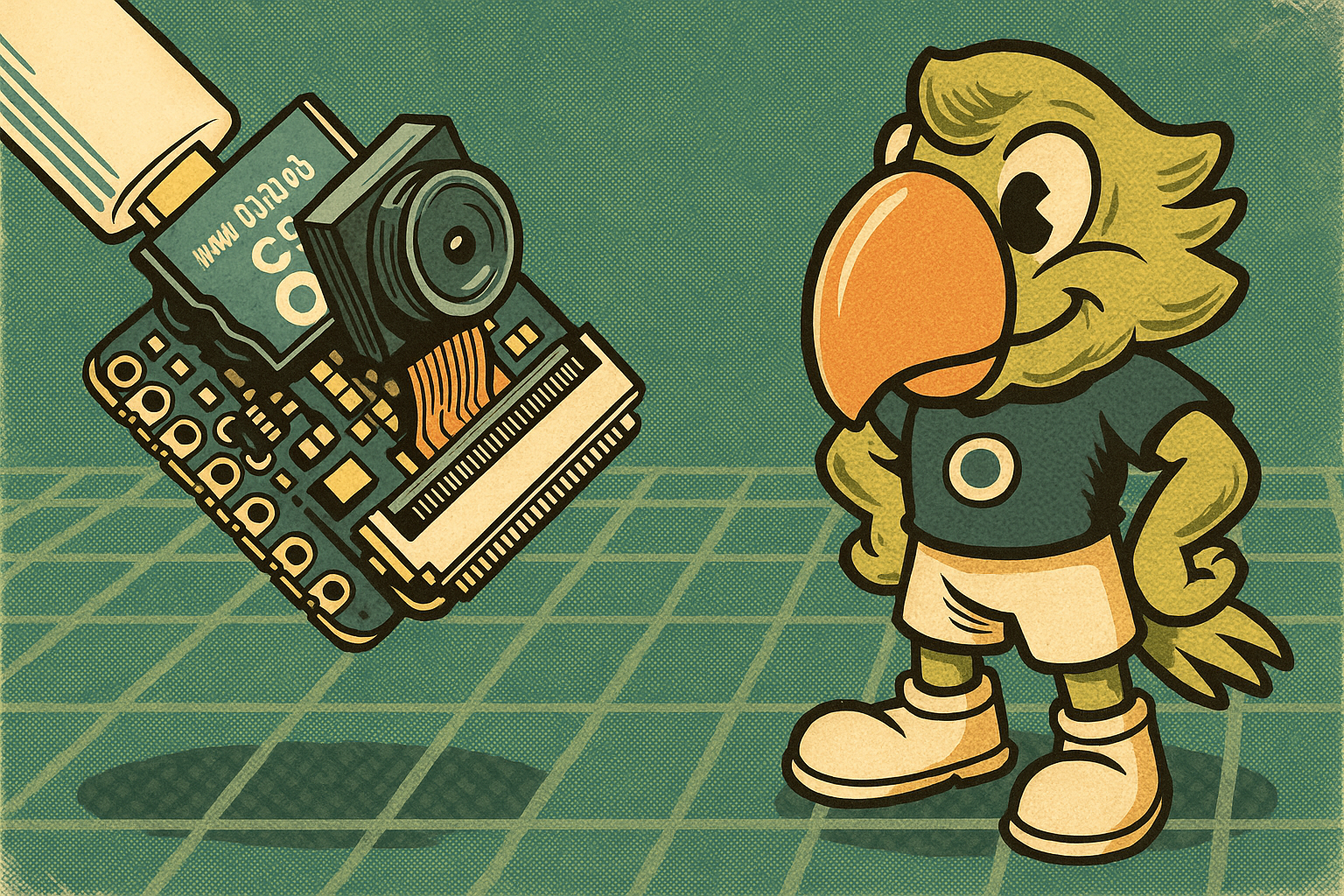 DALL·E prompt - 1950s style cartoon illustration based on a real image by Marcelo Rovai